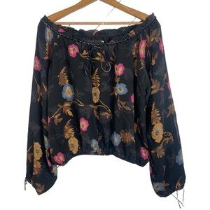 Vintage Reflections Black Silk Floral Blouse